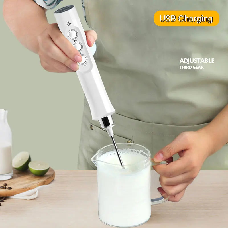 Mousseur à lait rechargeable multifonctionnel 3 en 1 avec batteur à œufs